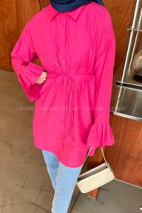 Lamelif Kol Piliseli Gömlek Fuşya