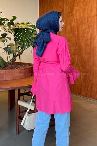 Lamelif Kol Piliseli Gömlek Fuşya