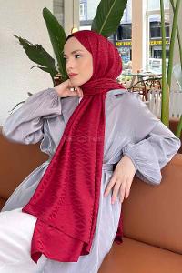 Lamelif Kapadokya Desen Jakar Serisi Şal Bordo