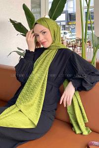 Lamelif Kapadokya Desen Jakar Serisi Şal Çimen Yeşili