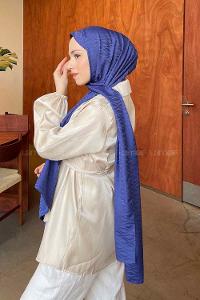 Lamelif Kapadokya Desen Jakar Serisi Şal Koyu İndigo