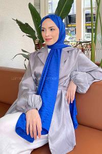 Lamelif Kapadokya Desen Jakar Serisi Şal Saks Mavisi