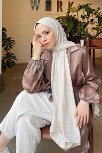Lamelif Kapadokya Desen Jakar Serisi Şal Vizon