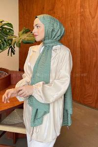 Lamelif Kapadokya Desen Jakar Serisi Şal Yaprak Yeşili