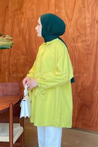 Oil Green Shirt Collar Long Arm Cotton Shirt