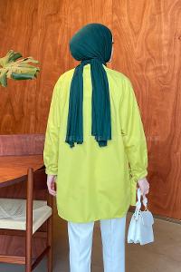 Oil Green Shirt Collar Long Arm Cotton Shirt