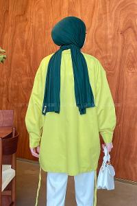 Oil Green Shirt Collar Long Arm Cotton Unprinted Shirt