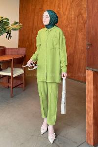 Green Shirt Collar Long Arm Without Accessories Ayrobin Trousers Comfortable Suit