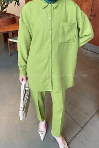 Green Shirt Collar Long Arm Without Accessories Ayrobin Trousers Comfortable Suit