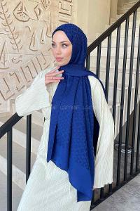 Lamelif Etnic Desen Jakar Serisi Şal Lacivert