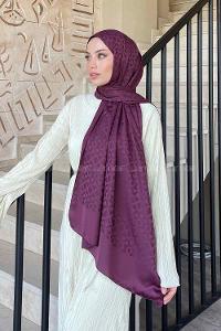 Lamelif Etnic Desen Jakar Serisi Şal Mürdüm