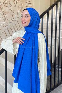 Lamelif Etnic Desen Jakar Serisi Şal Saks Mavisi