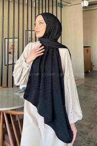 Lamelif Etnic Desen Jakar Serisi Şal Siyah