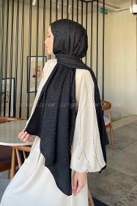 Lamelif Etnic Desen Jakar Serisi Şal Siyah