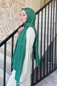 Lamelif Etnic Desen Jakar Serisi Şal Zümrüt Yeşili