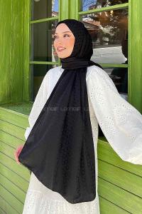 Lamelif Bloom Desen Jakar Serisi Şal Siyah