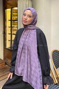 Lamelif Kazayağı Desen Jakar Serisi Şal Leylak