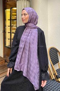 Lamelif Kazayağı Desen Jakar Serisi Şal Leylak