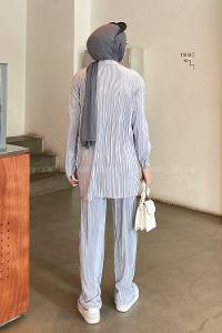 Light Grey Shirt Collar Long Arm Viscose Fabric Regular Trousers Comfortable Suit