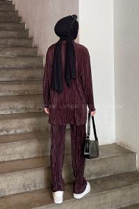 Eggplant Purple Shirt Collar Long Arm Viscose Fabric Regular Trousers Comfortable Suit