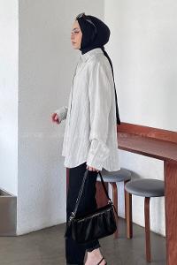 Gray Shirt Collar Long Arm Viscose Fabric Shirt