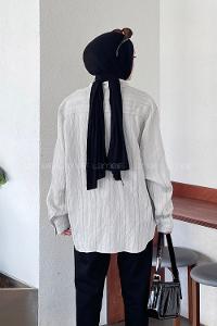 Gray Shirt Collar Long Arm Viscose Fabric Shirt