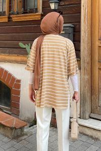 Brown With Milk Crew Neck Half Arm Arm Cotton Printed T-shirt