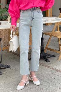Lamelif Kesik Paça Fit Jean Kar Yıkama
