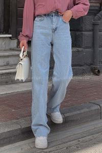 Lamelif Kesik Paça Straight Jean Buz Mavisi
