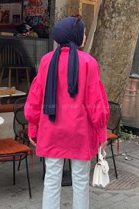 Fuchsia Shirt Collar Long Arm Poplin Fabric Unprinted Shirt