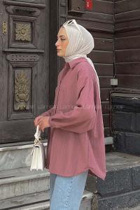 Lamelif Kraşlı Gömlek Gül