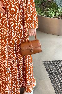 Lamelif Ruby Model Mini Üstten Ayarlanabilir Yan Askılı Kapaklı Çanta Taba