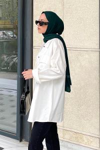 White Shirt Collar Long Arm Cotton Unprinted Shirt