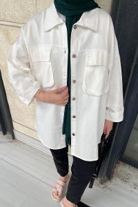 White Shirt Collar Long Arm Cotton Unprinted Shirt