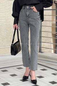 Lamelif Kesik Paça Fit Jean Füme