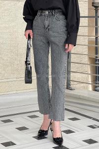 Lamelif Kesik Paça Fit Jean Füme