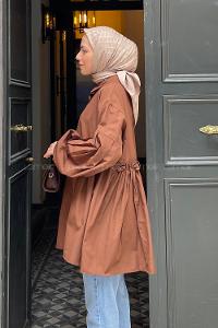 Lamelif Lopez Balon Kol Tunik Kahverengi