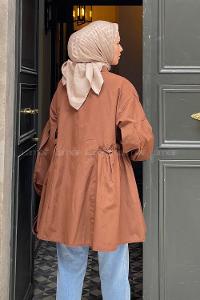 Lamelif Lopez Balon Kol Tunik Kahverengi