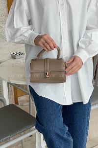 Lamelif Ruby Model Mini Üstten Ayarlanabilir Yan Askılı Kapaklı Çanta Soft Kahve