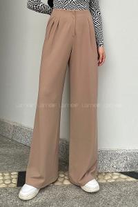 Lamelif Pensli Krep Pantolon Vizonrengi