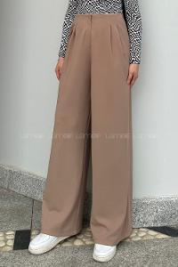 Lamelif Pensli Krep Pantolon Vizonrengi