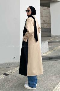 Lamelif Retrica İki Renk Trençkot  Bej