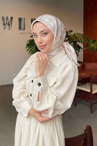 Lamelif Dama Desen Jakar Eşarp Bej