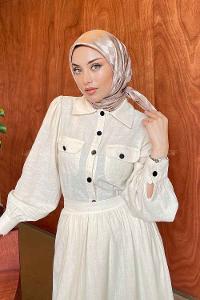 Lamelif Dama Desen Jakar Eşarp Latte