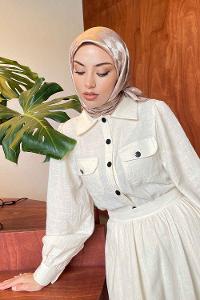 Lamelif Dama Desen Jakar Eşarp Latte