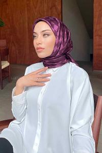 Lamelif Dama Desen Jakar Eşarp Mürdüm