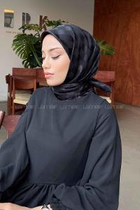 Lamelif Dama Desen Jakar Eşarp Siyah