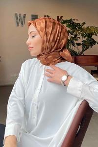 Lamelif Dama Desen Jakar Eşarp Tarçın