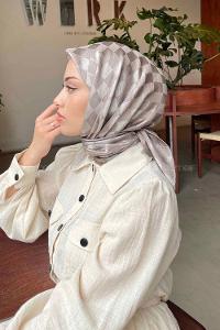 Lamelif Dama Desen Jakar Eşarp Toprak