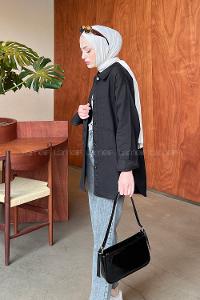 Black Shirt Collar Long Arm Shirt